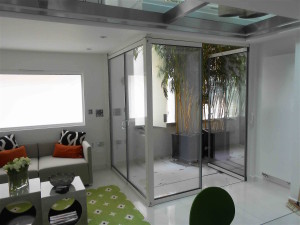 image showing internal glass doors with door open