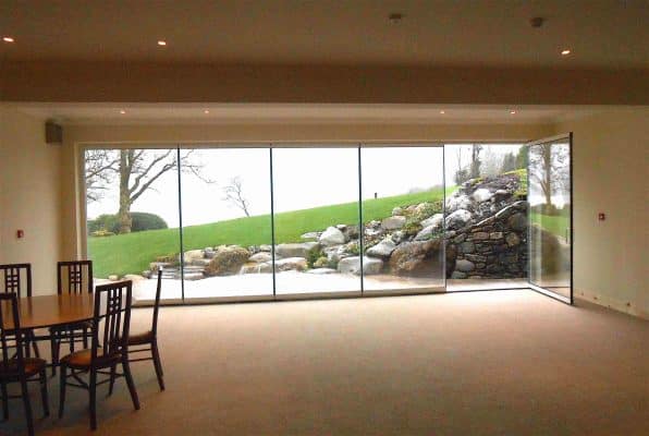 internal view of glass bifolding doors