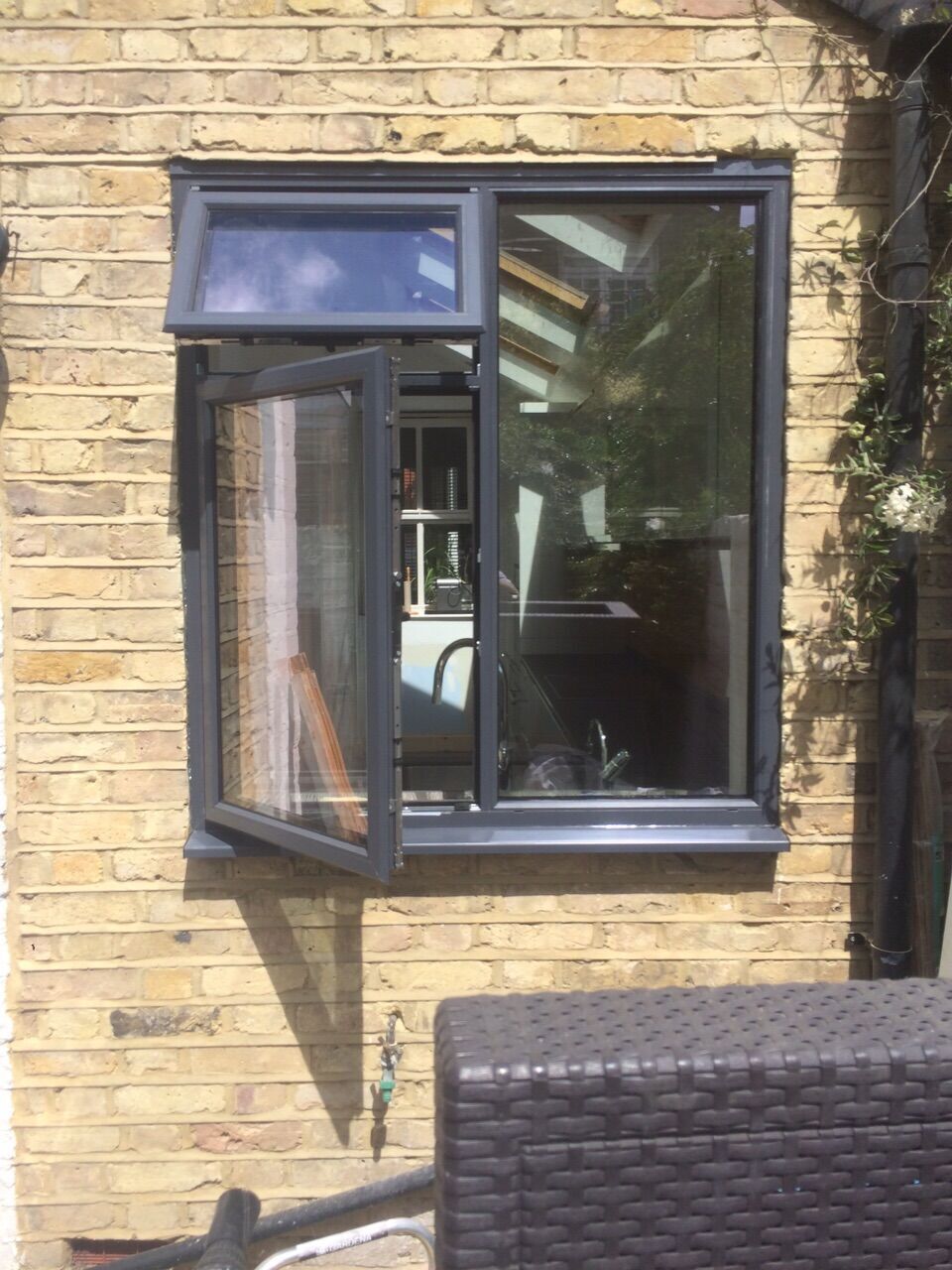 Grey Alitherm Aluminium  Windows  Frameless Glass Bi Fold 