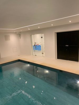 Swimming pool internal glass doors